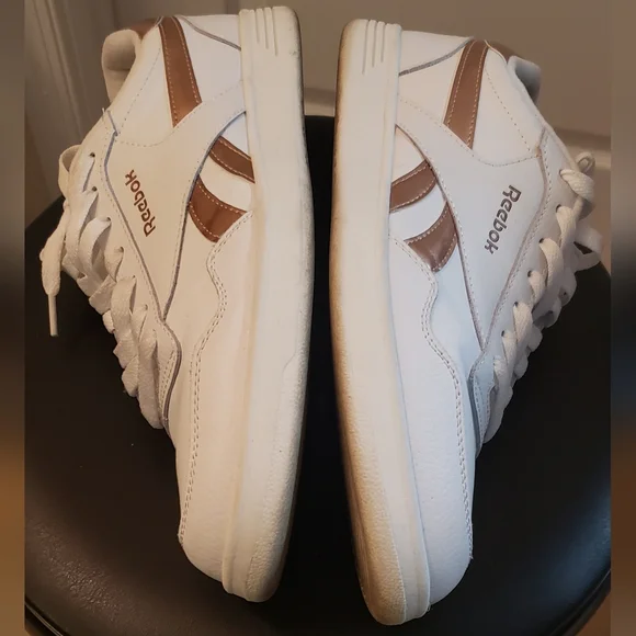 EUC white & rose gold/blush tone Reebok court W (sz 10) - Picture 3 of 8